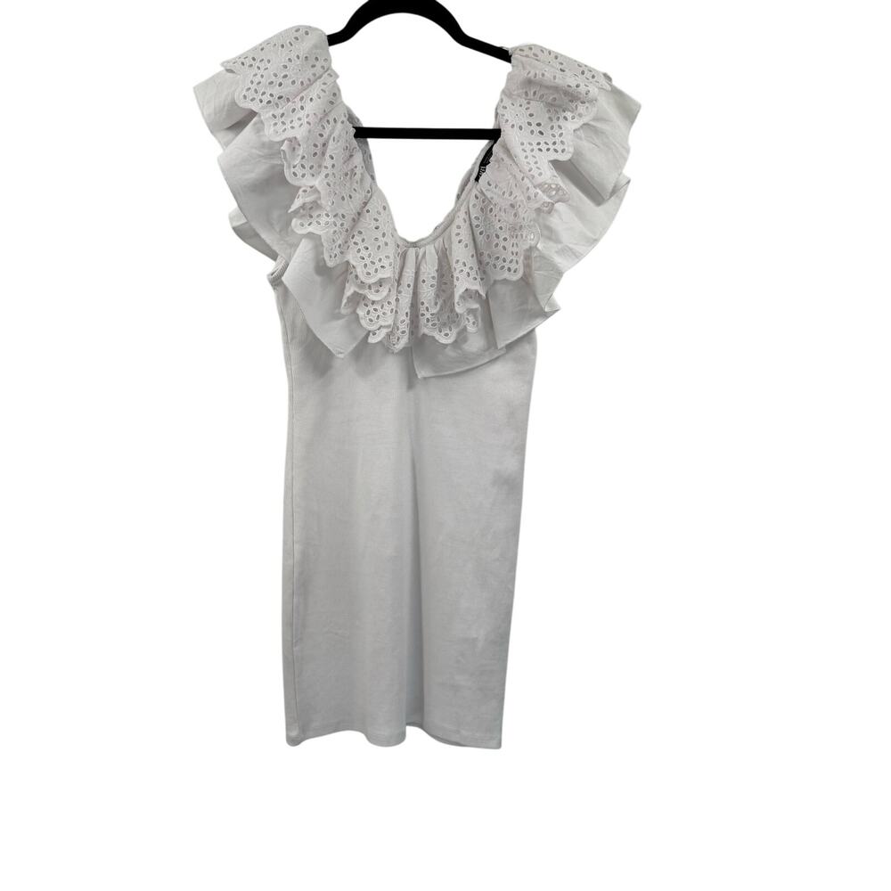 Zara ruffle body con white dress